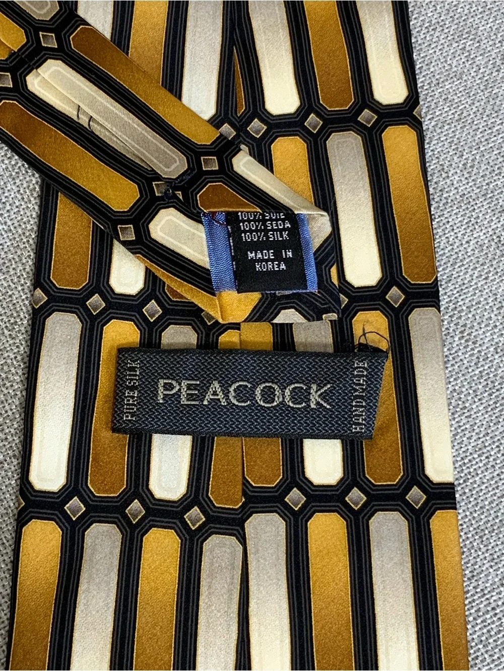 Peacock Vintage Geometric Silk Tie Wide Retro Necktie